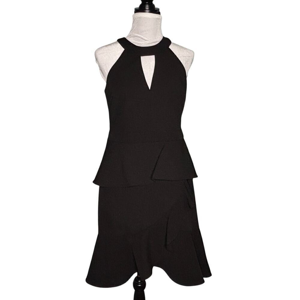 Adelyn Rae Halter Open Back Ruffle Dress Black Size Medium - Picture 10 of 10